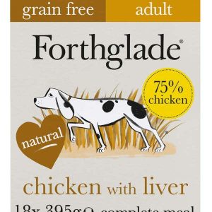 Forthglade Grain Free Natural Wet Dog Food - Chicken and Liver 18x395g Trays