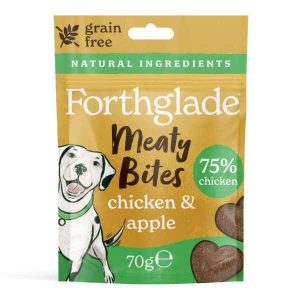 Forthglade Grain Free Natural Meaty Bites Dog Treats - Chicken with Apple 70g