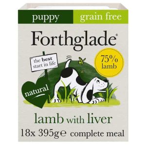 Forthglade Grain Free Natural Wet Puppy Food - Lamb with Liver 18x395g Trays