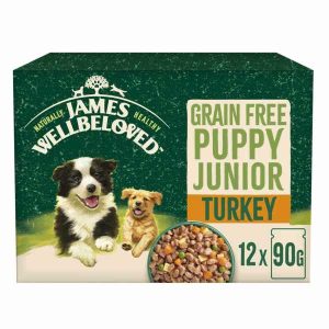 James Wellbeloved Grain Free Puppy Wet Food - Turkey with Veg in Gravy 12x90g Pouches