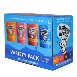 Meowing Heads Variety Pack Adult Wet Cat Food 10x100g Pouches