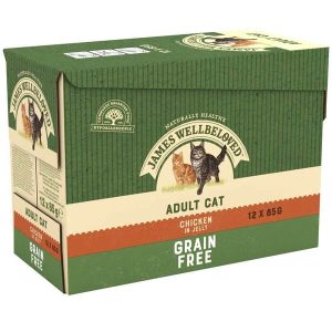 James Wellbeloved Grain Free Adult Cat Wet Food - Chicken in Jelly 12x85g Pouches