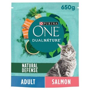 Purina One Dual Nature Natural Defense - Dry Cat Food with Salmon 650g