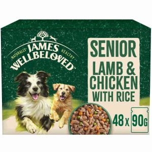 James Wellbeloved Senior Dog Wet Food - Lamb and Chicken with Rice and Veg in Gravy 12x90g Pouches