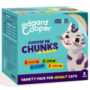 Edgard & Cooper Adult Wet Cat Food Chunks in Sauce Variety Pack 8x85g Cans