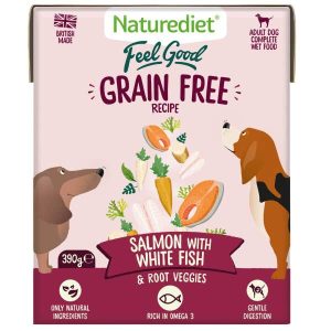 Naturediet Feel Good Grain Free - Wet Dog Food with Salmon & White Fish 18x390g Cartons