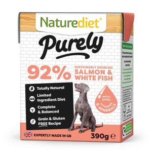 Naturediet Purely - Wet Dog Food with Salmon & White Fish 18x390g Cartons
