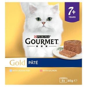 GOURMET Gold Pate Senior 7+ Wet Cat Food Fish Variety Pack 8x85g Cans