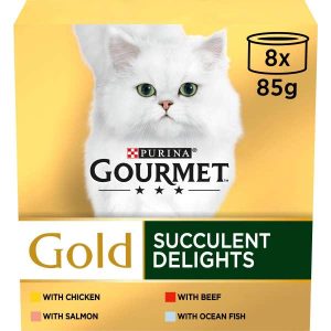 GOURMET Gold Succulent Delights Wet Cat Food Variety Pack 8x85g Cans