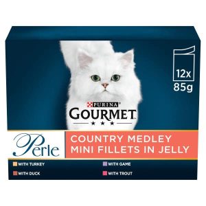 GOURMET Perle Wet Cat Food in Jelly Country Medley 12x85g Pouches