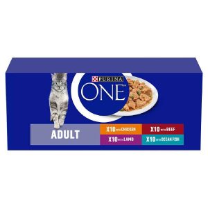 Purina One Adult Wet Cat Food - Mixed Mini Fillets in Gravy 40x85g Pouches
